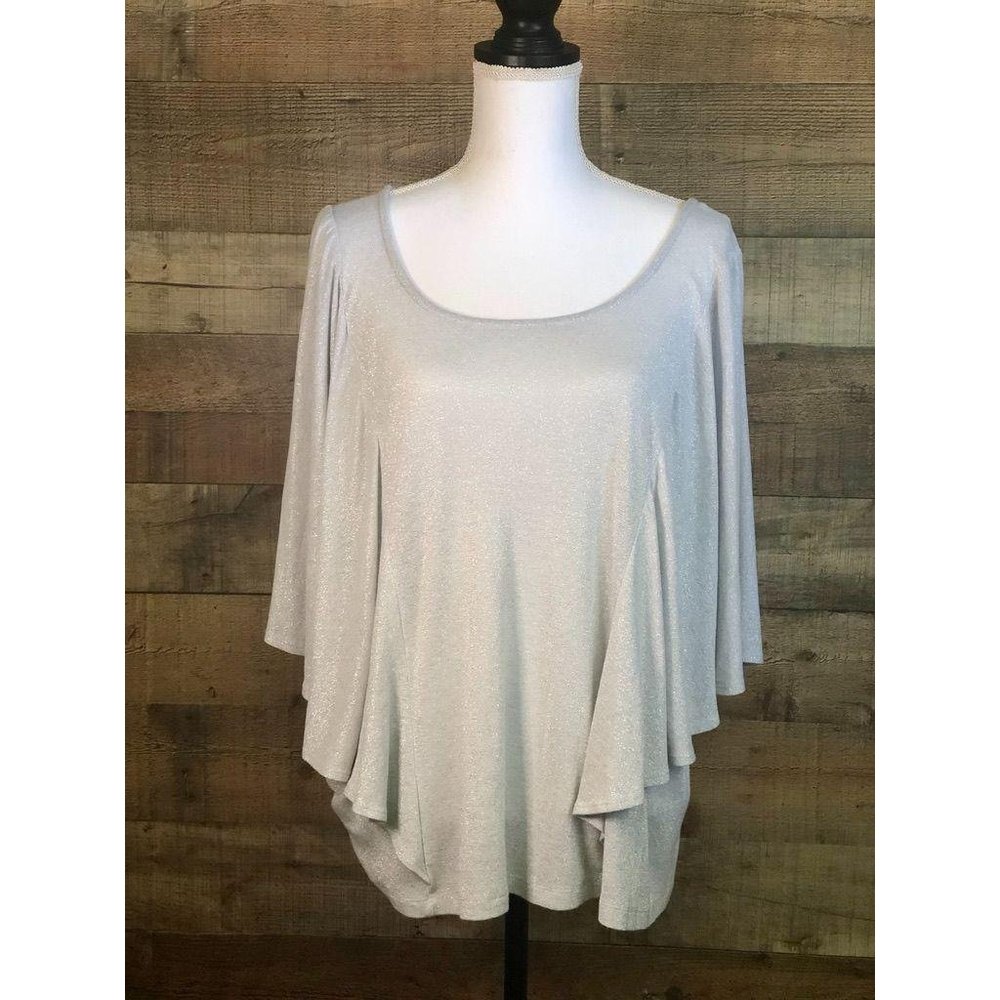 Women's Size 18/20 Lane Bryant Silver Metallic Blouse